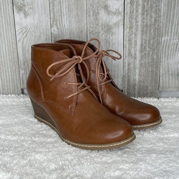 Pesaro Felicity Brown Wedge Ankle Boots Size 7 - Picture 1 of 9